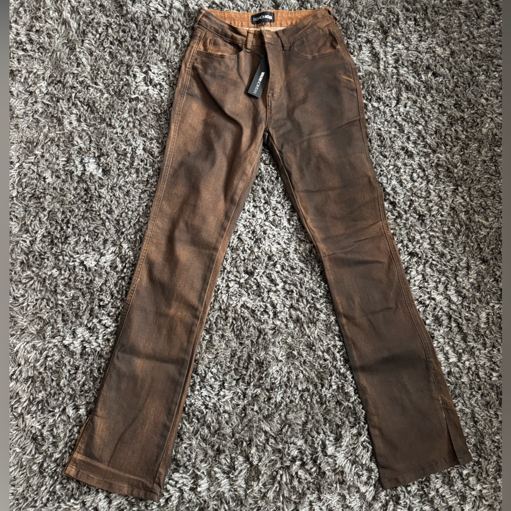 Fashion nova brown black washed stretch denim pants